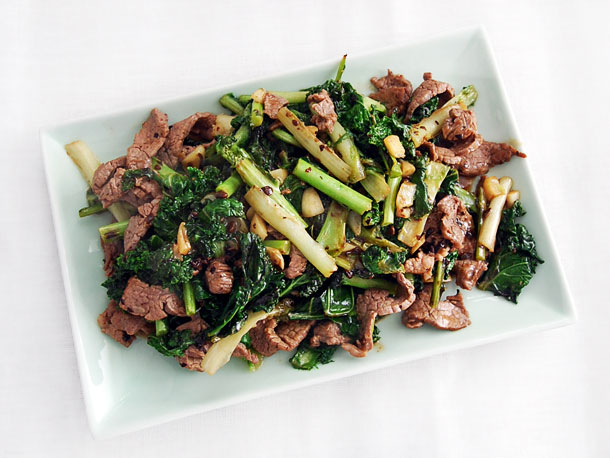 Stir-Fried Beef With Kale and Frisée in Black Bean Sauce Recipe