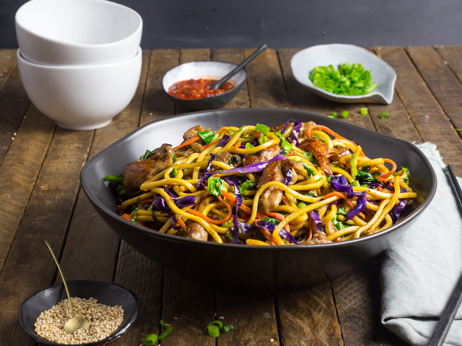 Stir-Fried Lo Mein Noodles With Pork and Vegetables Recipe