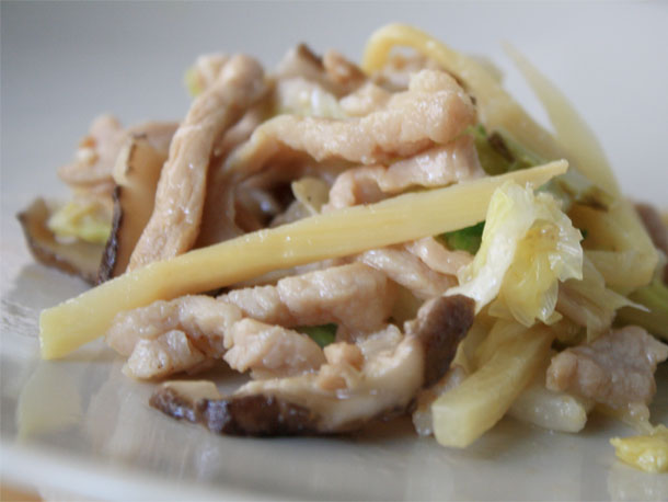 Stir-Fried Pork with Napa, Shitake, and Bamboo Recipe