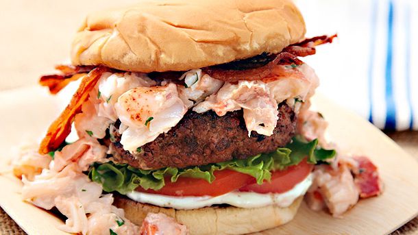 Surf N' Turf Burger (Grilled Burger With Lobster and Bacon) Recipe
