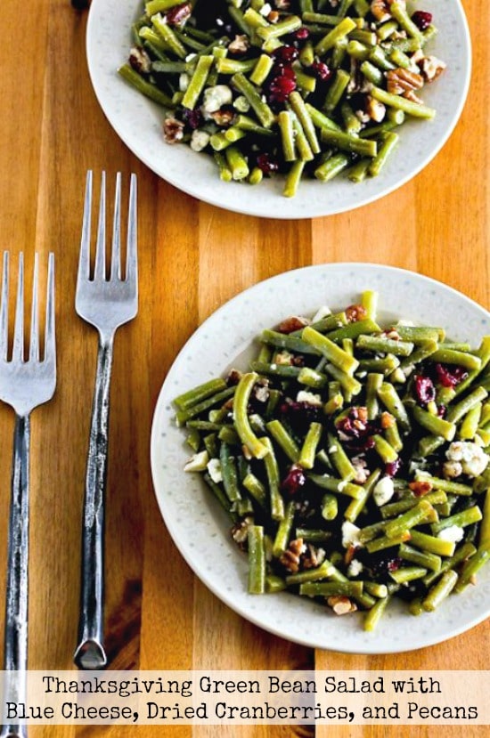 Thanksgiving Green Bean Salad with Blue Cheese, Dried Cranberries, and Pecans