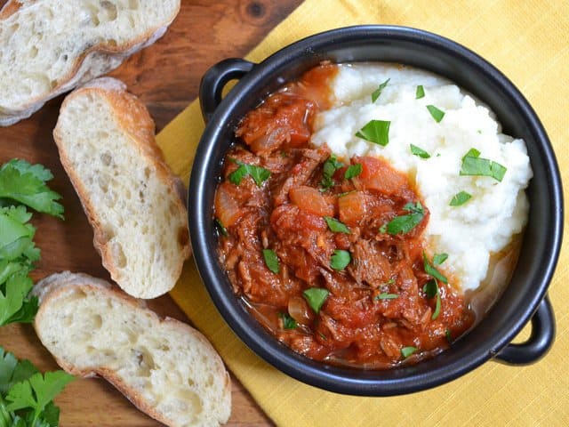 beef ragout with mashed cauliflower