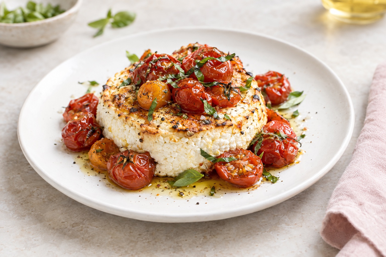 Baked Ricotta with Maple-Roasted Tomatoes