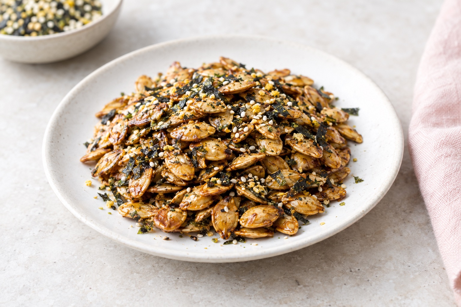 Soy-Glazed Roasted Pumpkin Seeds with Furikake
