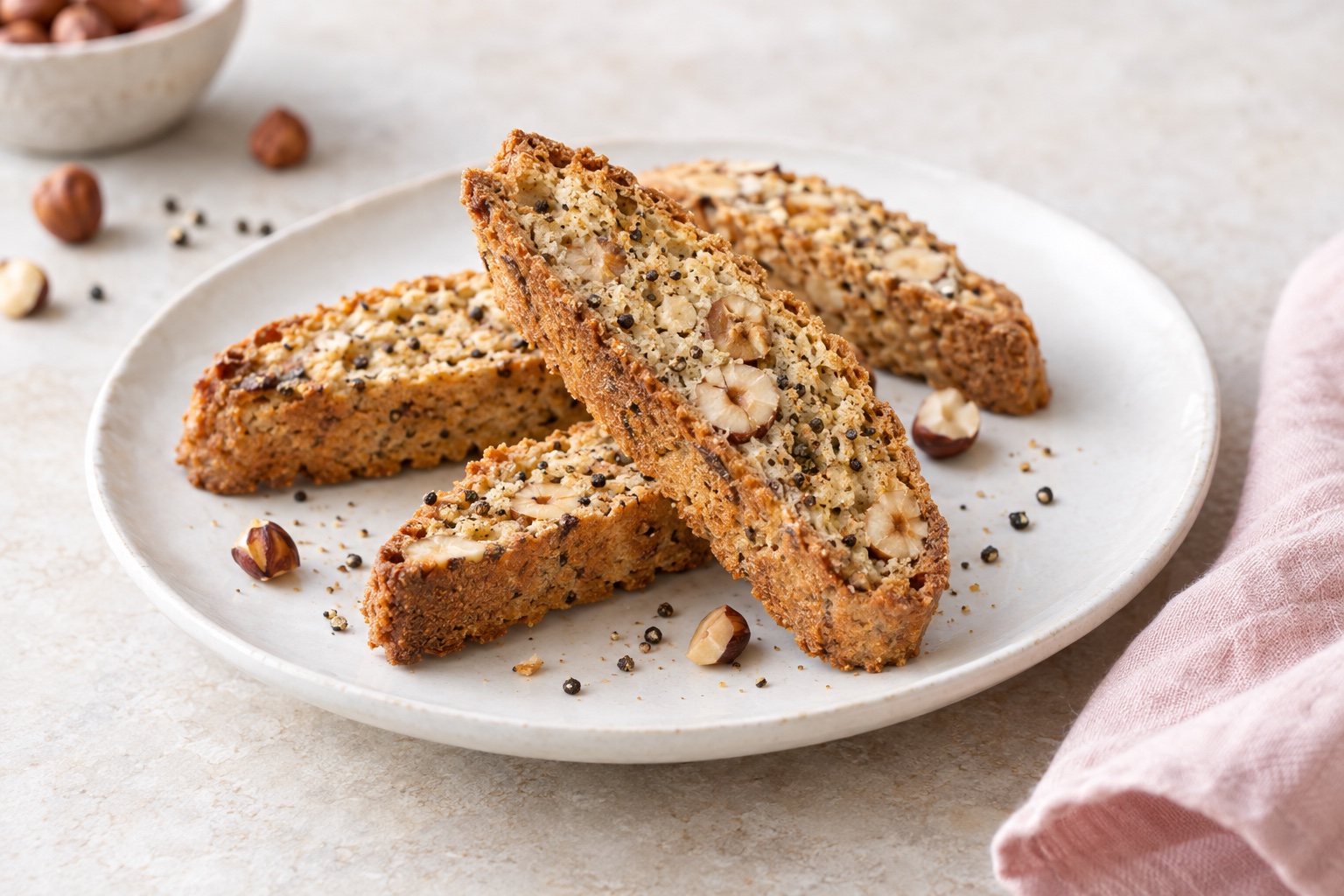 Hazelnut Black Pepper Biscotti