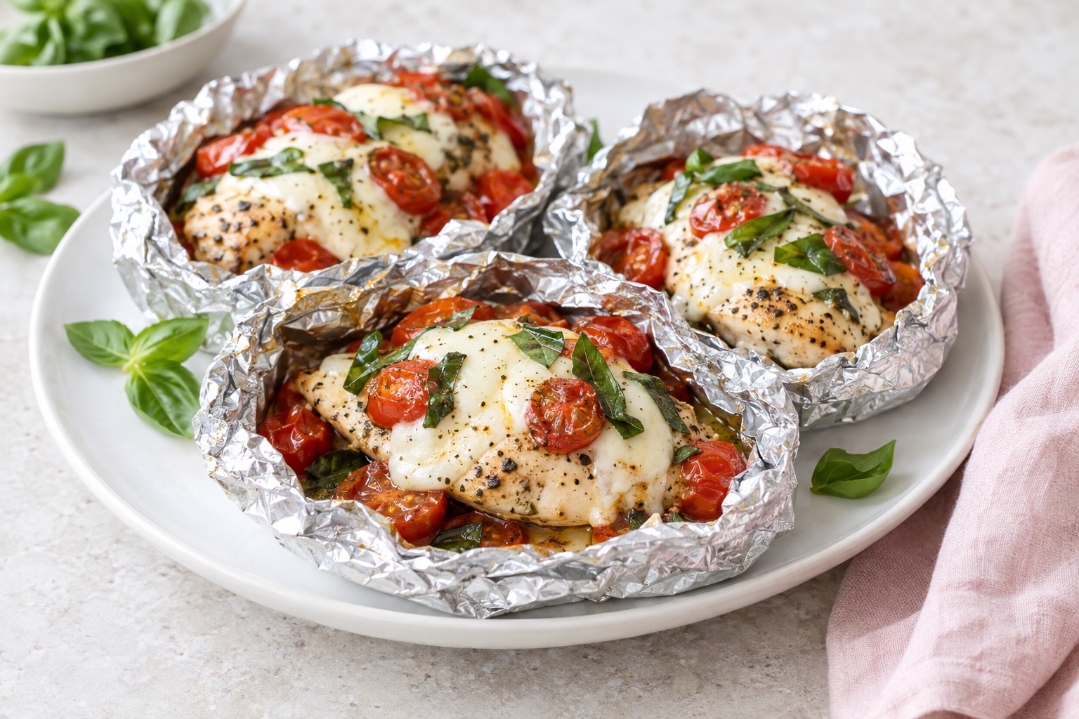 Caprese Chicken Foil Packets