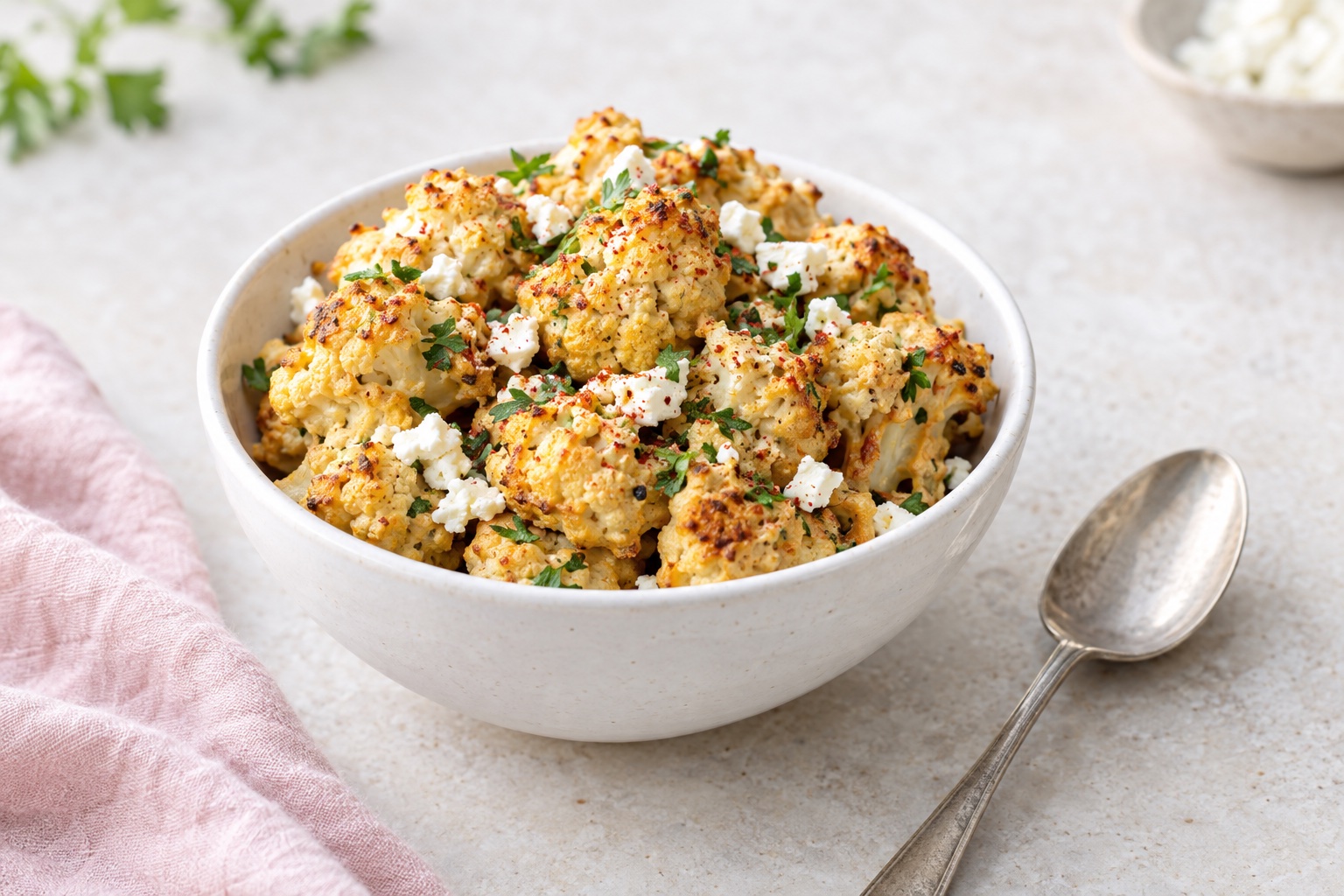 Baked Hummus & Feta Cauliflower Bites