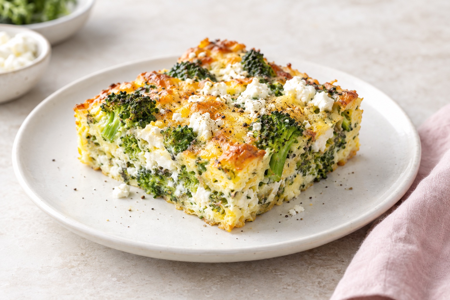 Baked Egg, Broccoli & Feta Breakfast Casserole
