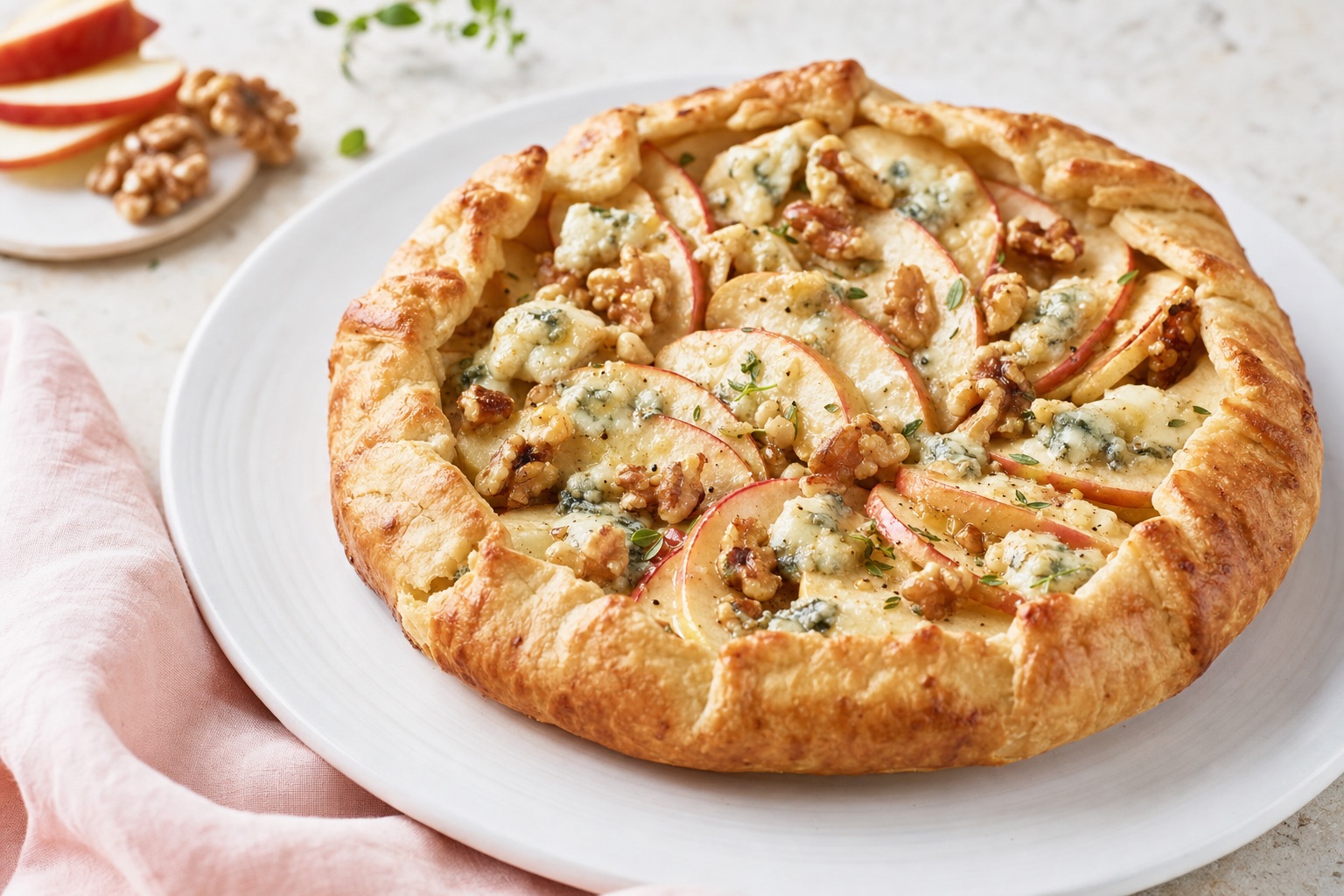 Apple Walnut Gorgonzola Rustic Tart