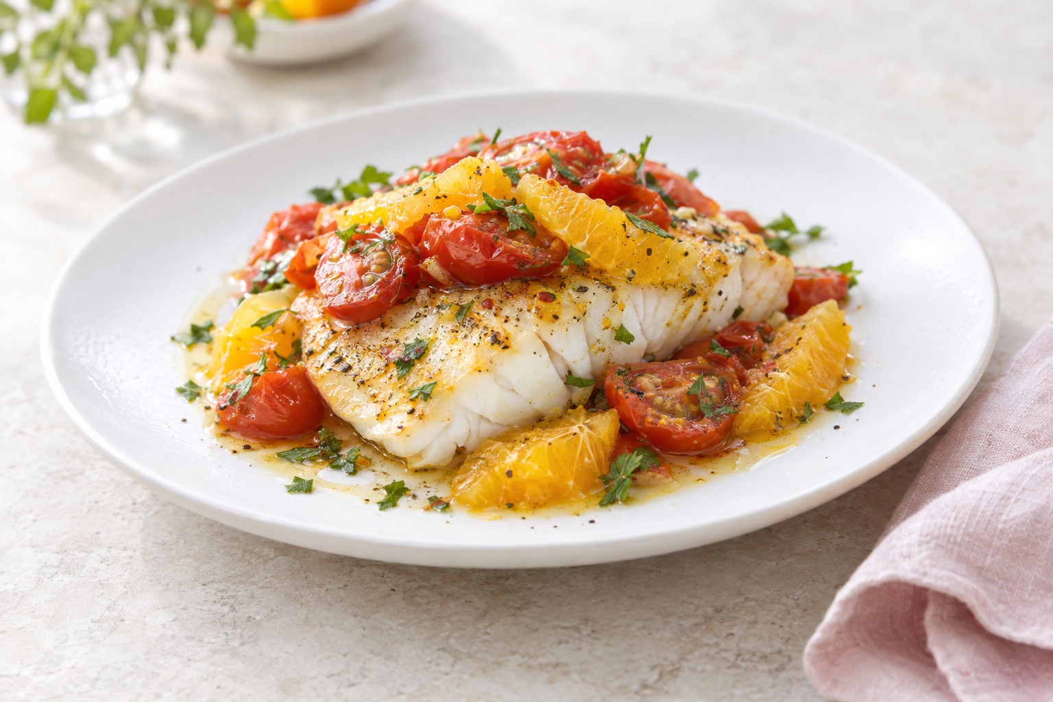 Cod with Tomato and Orange