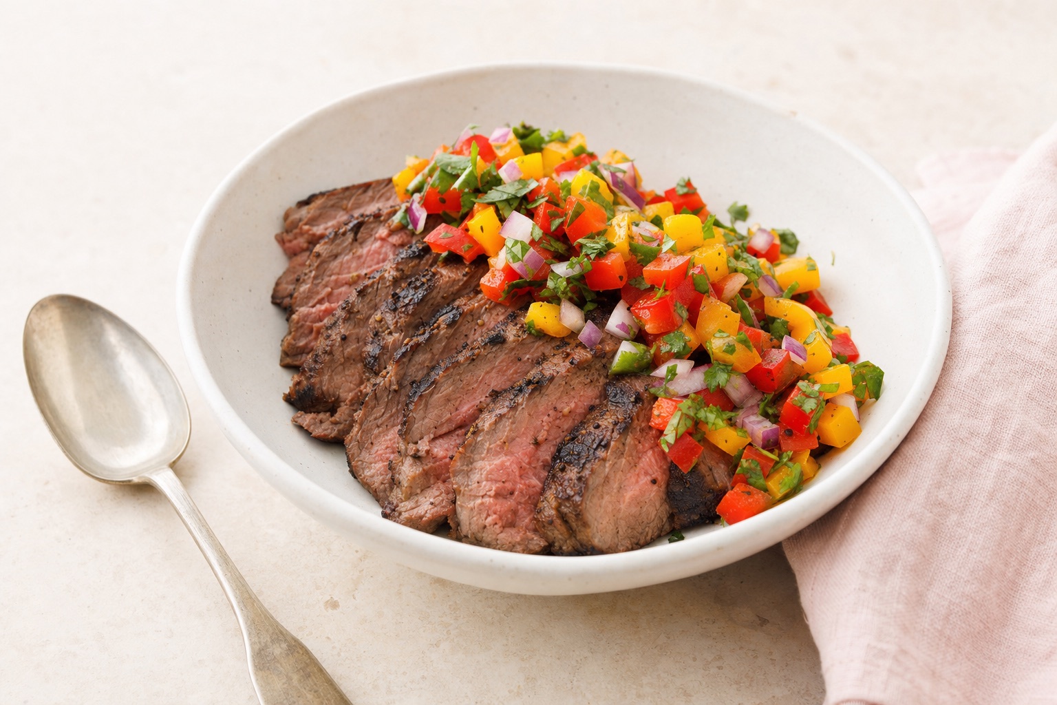 Grilled Tri-Tip Steak with Bell Pepper Salsa