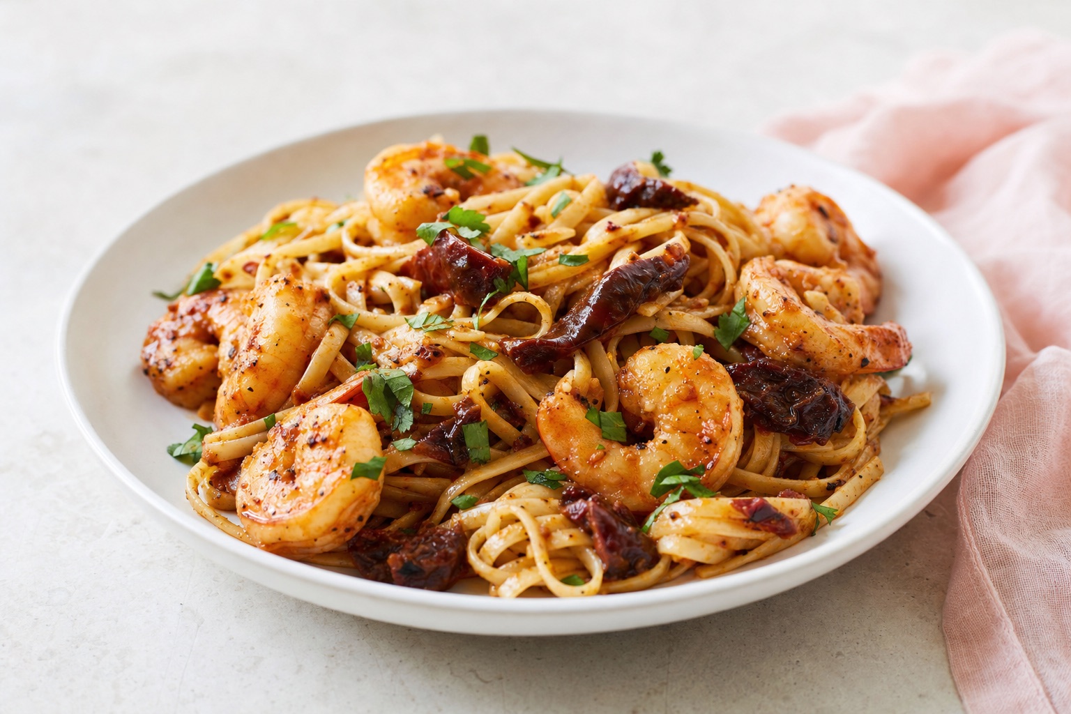 Ancho Chile, Shrimp, and Pasta