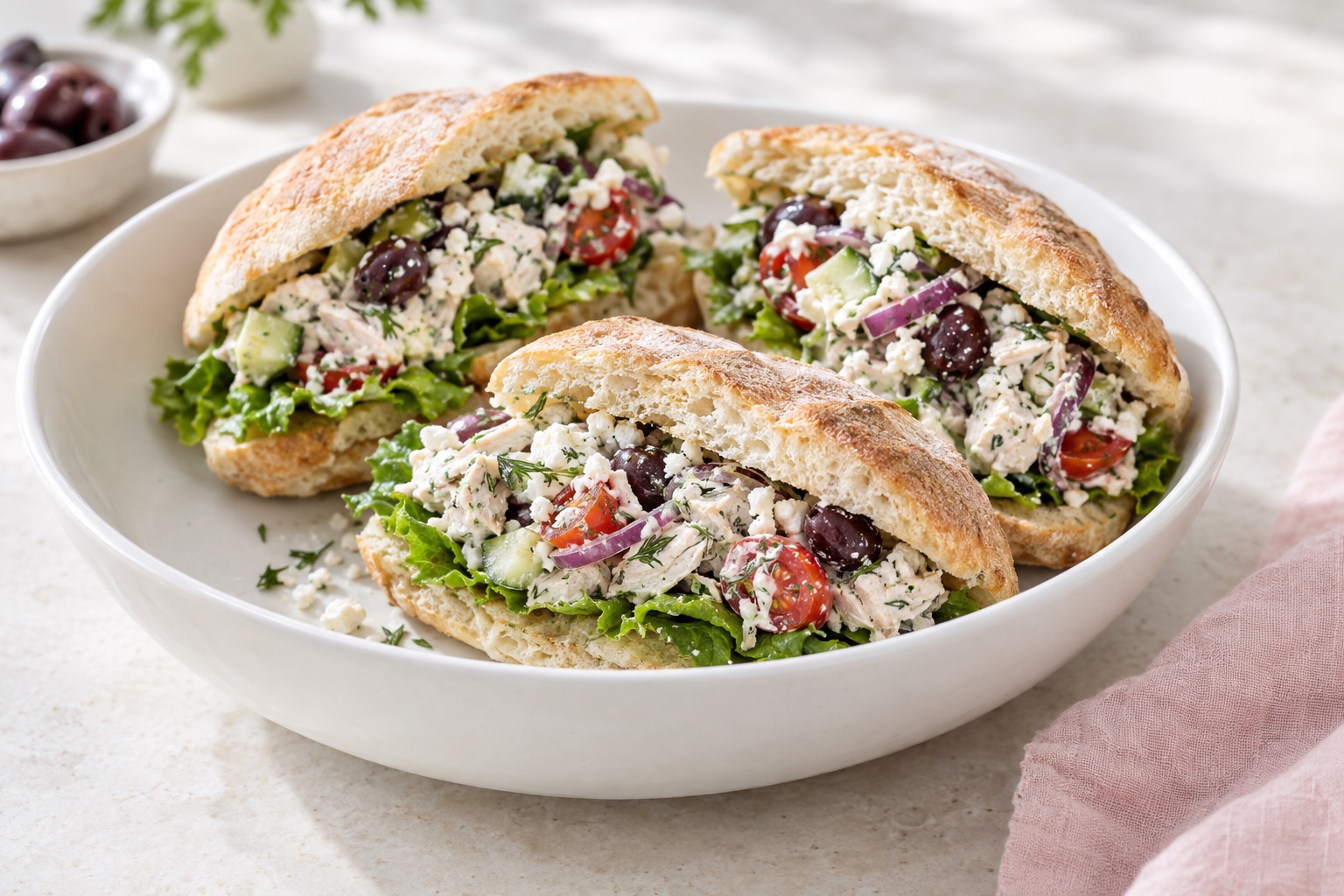 Greek Chicken Salad Sandwiches