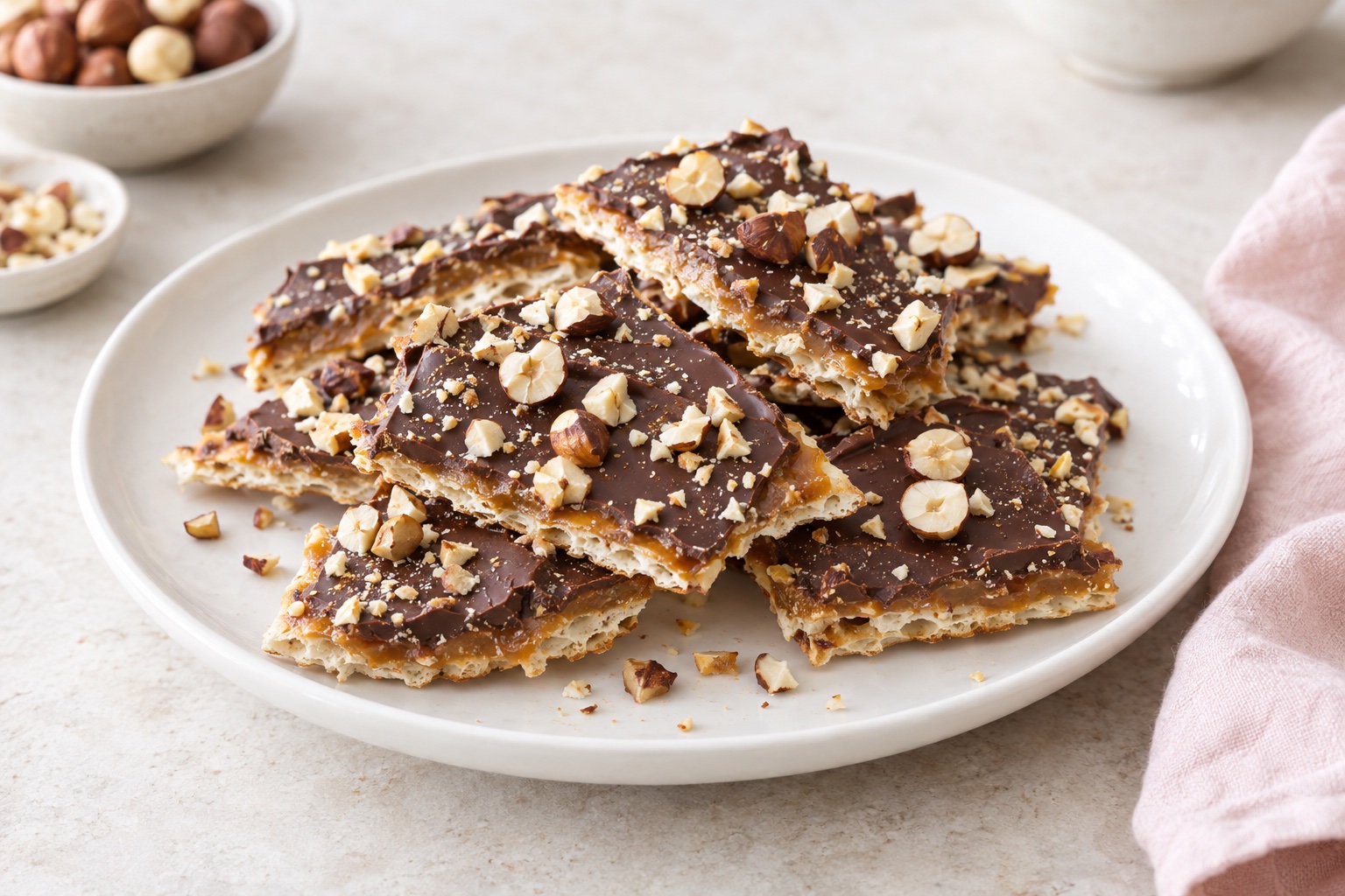 Chocolate and Hazelnut Matzo Toffee