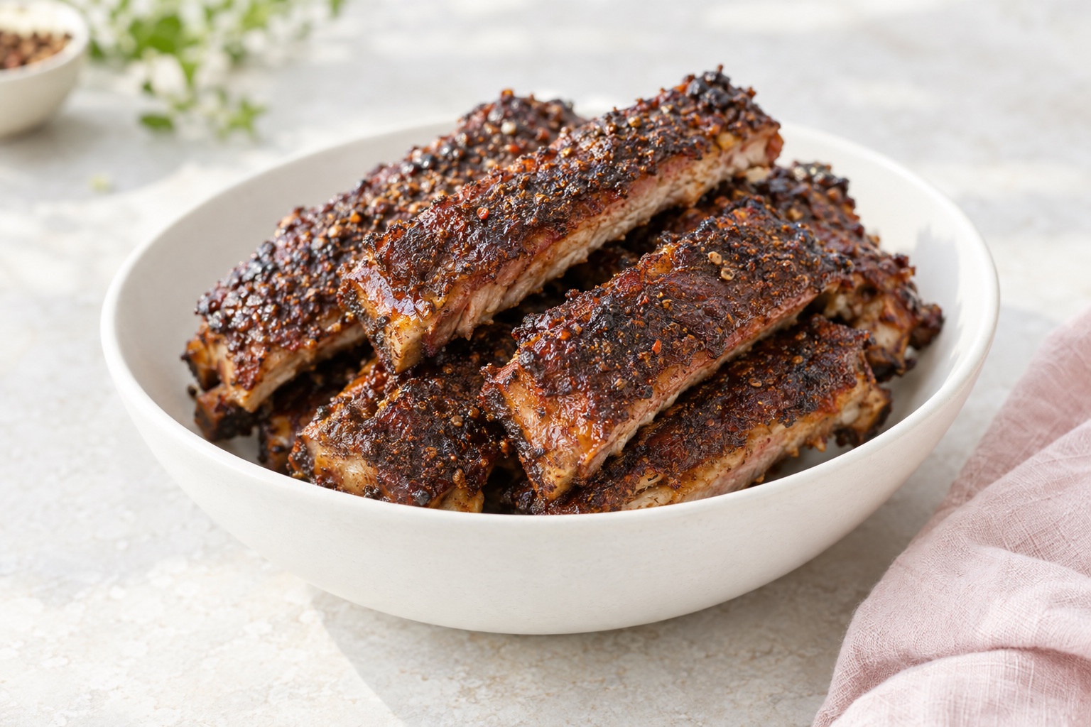 Oven-Baked Espresso-, Cocoa-, and Chili-Rubbed Baby Back Ribs