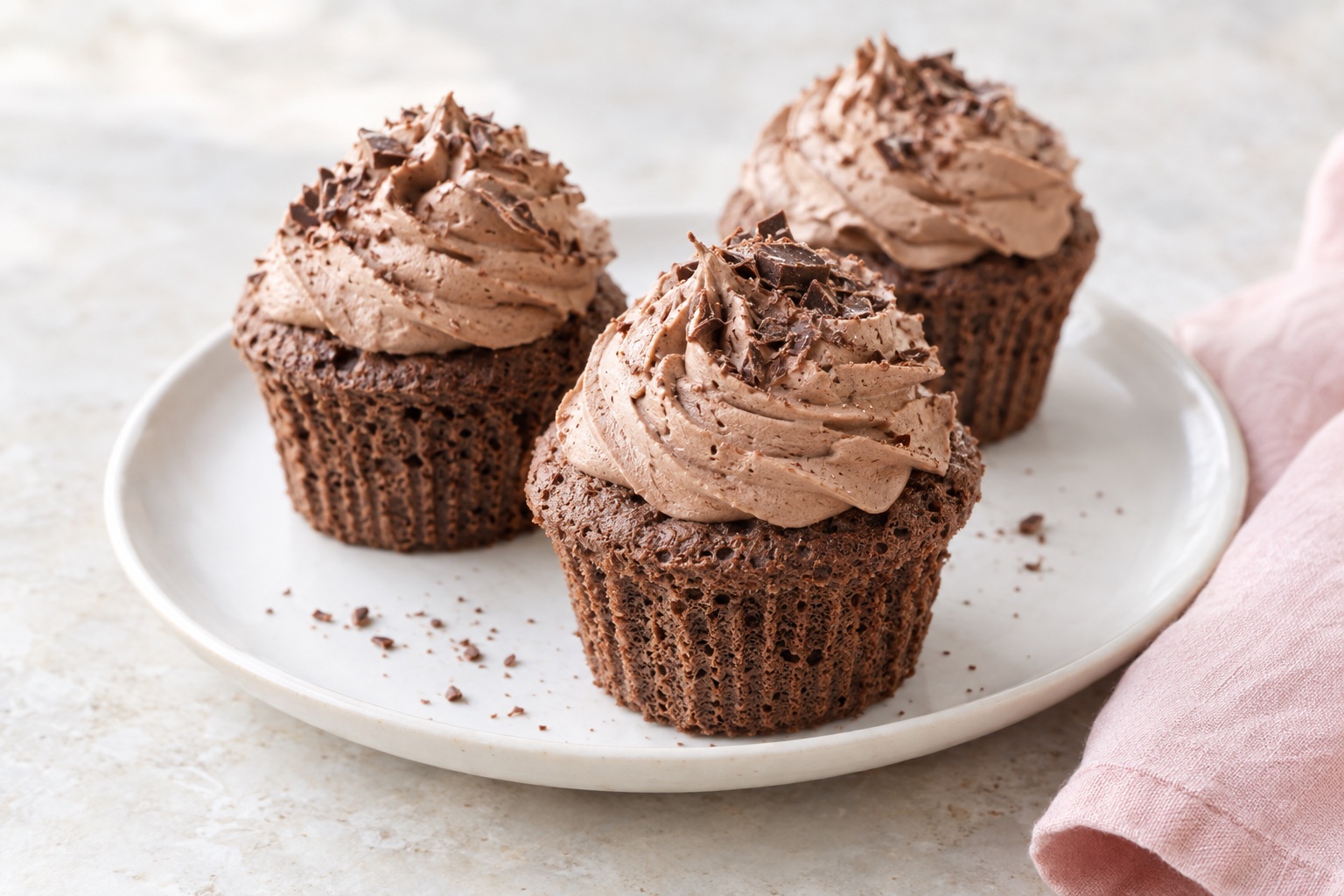 Chocolate Angel Food Cupcakes with Chocolate Cream Cheese Whipped Cream