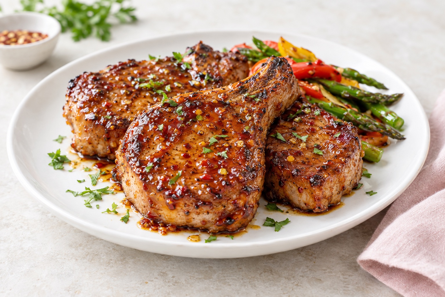 Sweet and Spicy Glazed Pork Chops