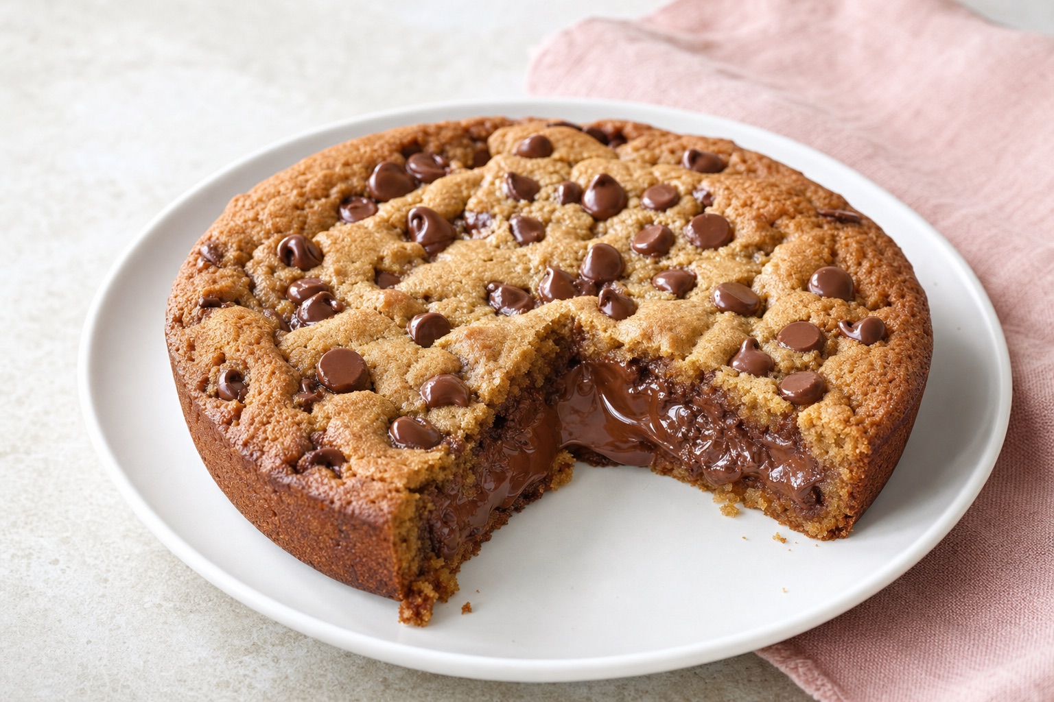 Nutella Stuffed Deep Dish Chocolate Chip Skillet Cookie