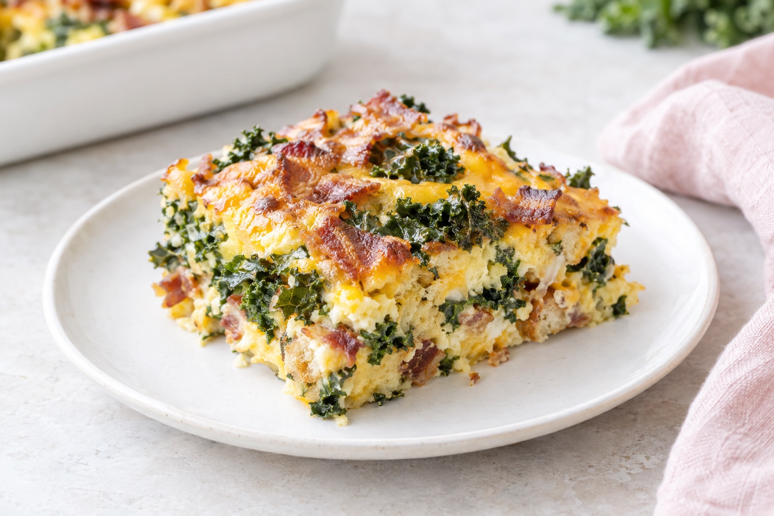 Kale, Bacon, and Cheese Breakfast Casserole
