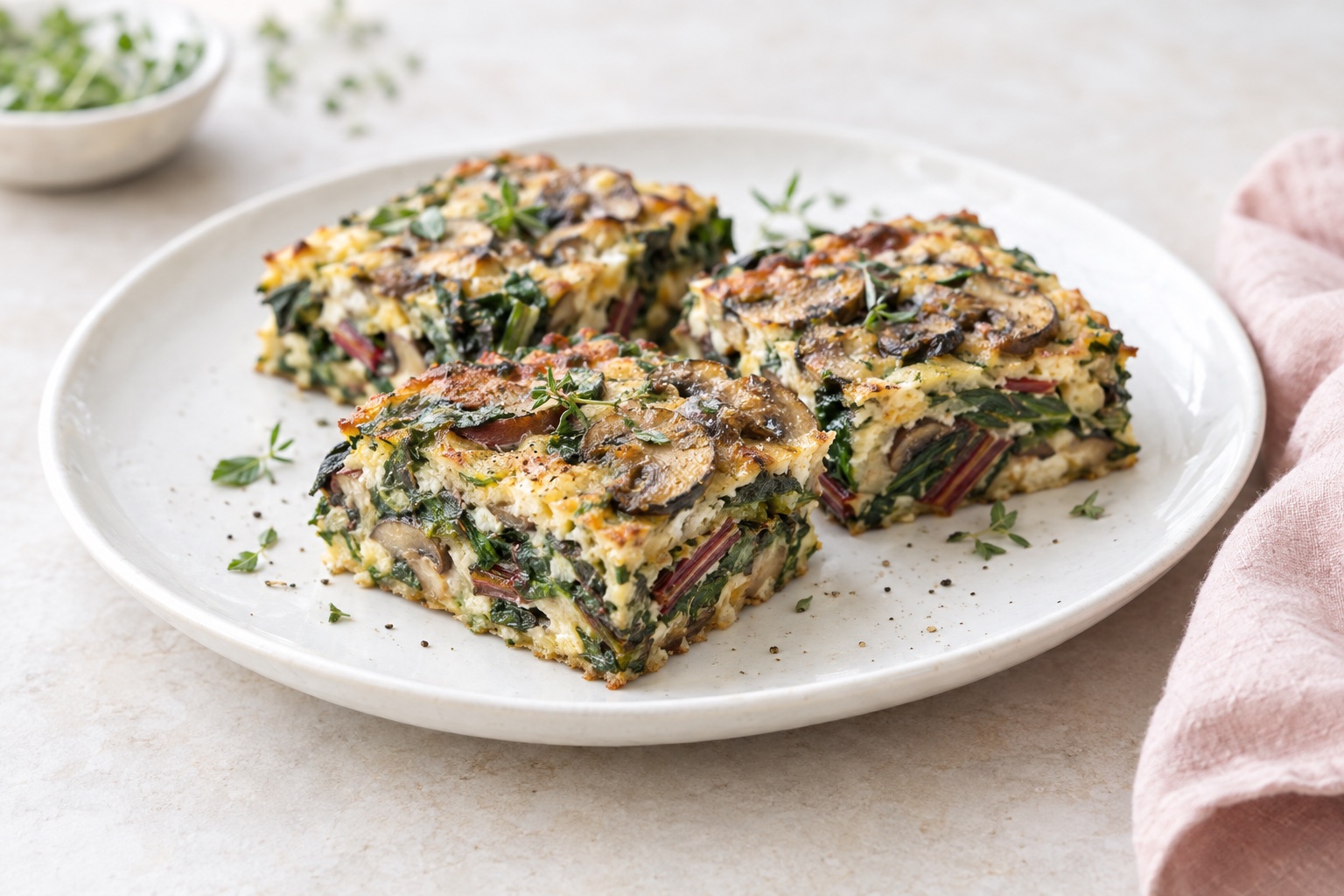 Swiss Chard and Mushroom Squares