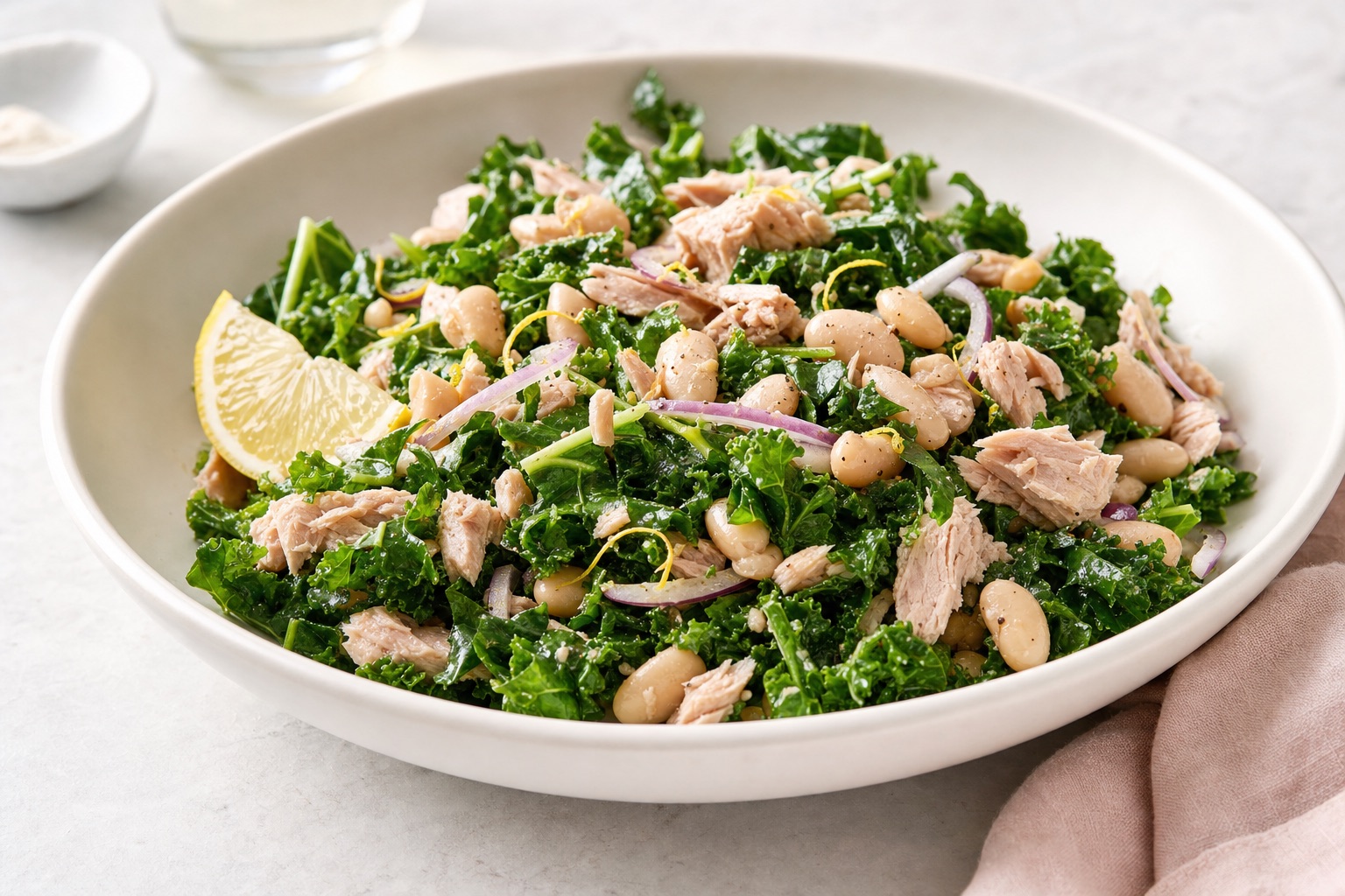 Baby Kale, White Bean, and Tuna Salad with Lemon