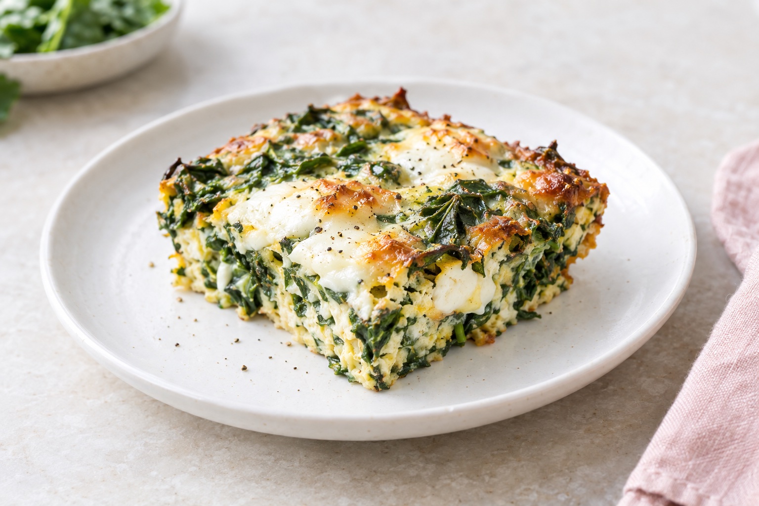 Baby Kale, Mozzarella, and Egg Bake