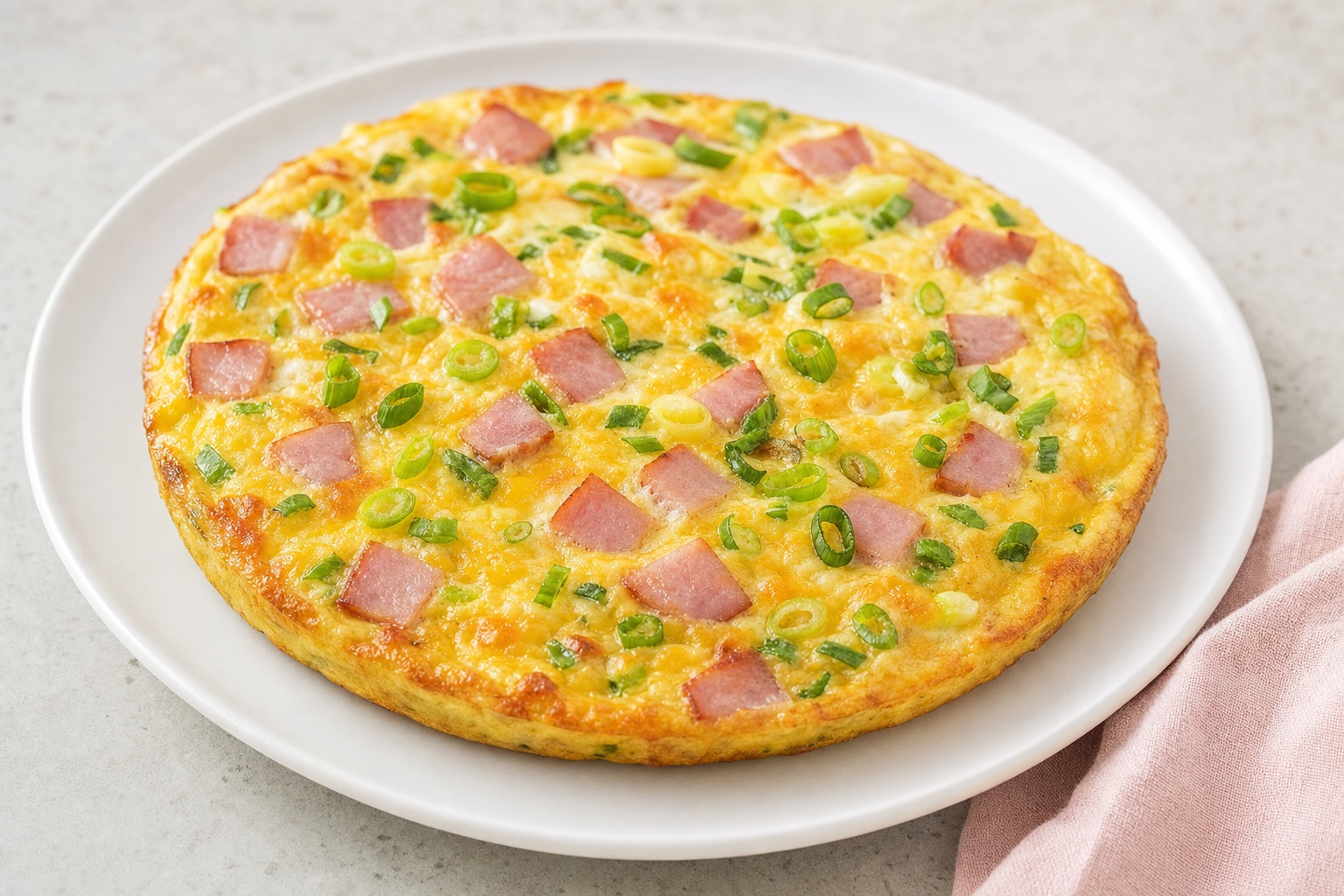Frittata with Canadian Bacon, Green Onions, and Cheese