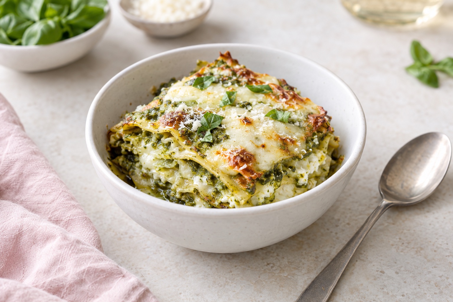 Three-Cheese Pesto Lasagna