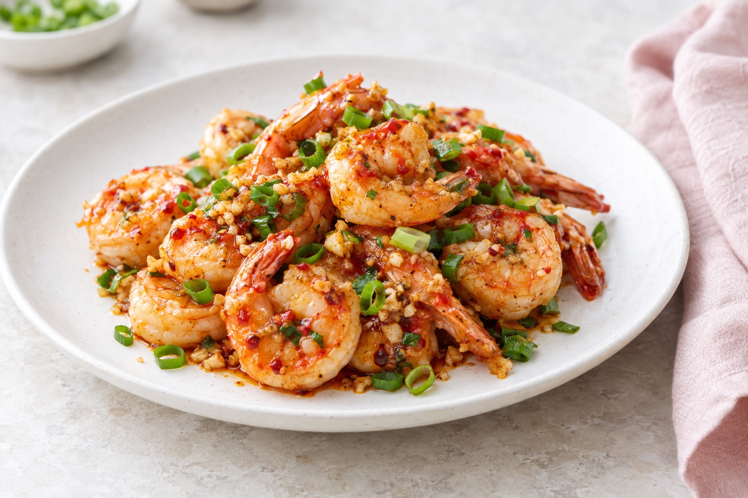 Stir-Fried Garlic and Sriracha Shrimp
