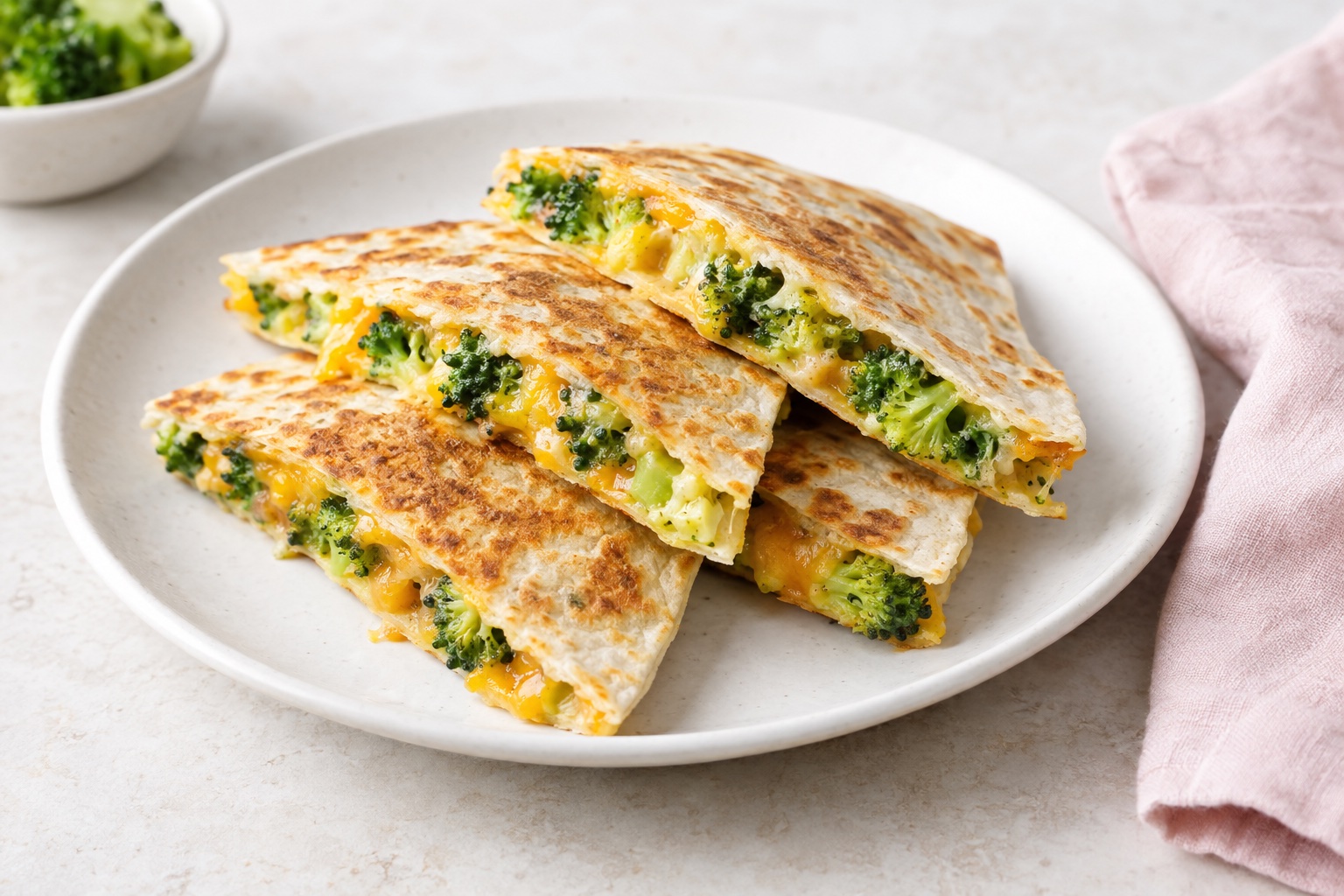 Broccoli and Cheddar Quesadillas