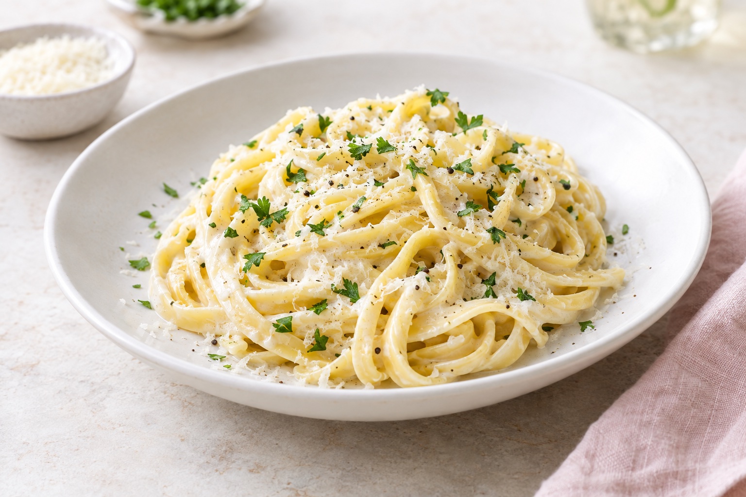 Lighter Fettuccine Alfredo