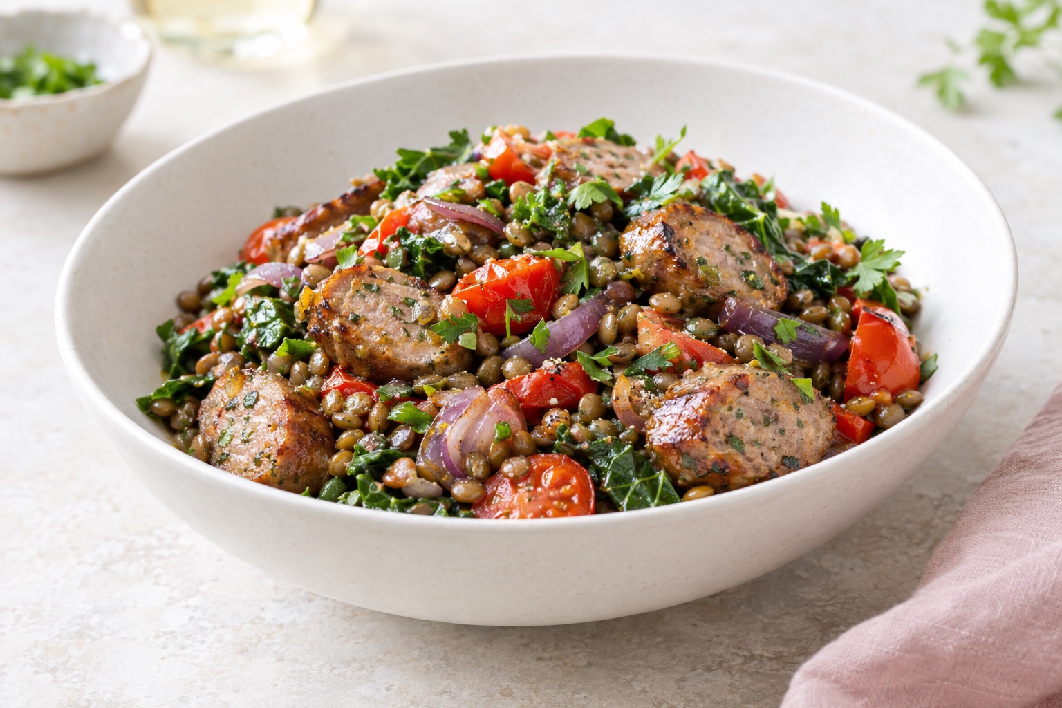 Warm Sausage and Lentil Salad