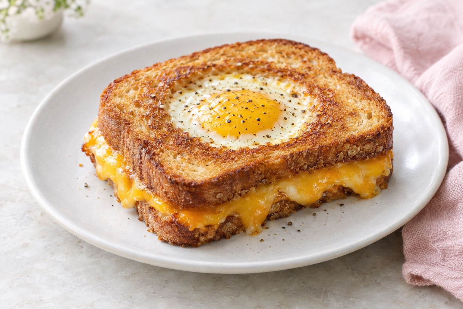 Egg-in-a-Hole Grilled Cheese Sandwich