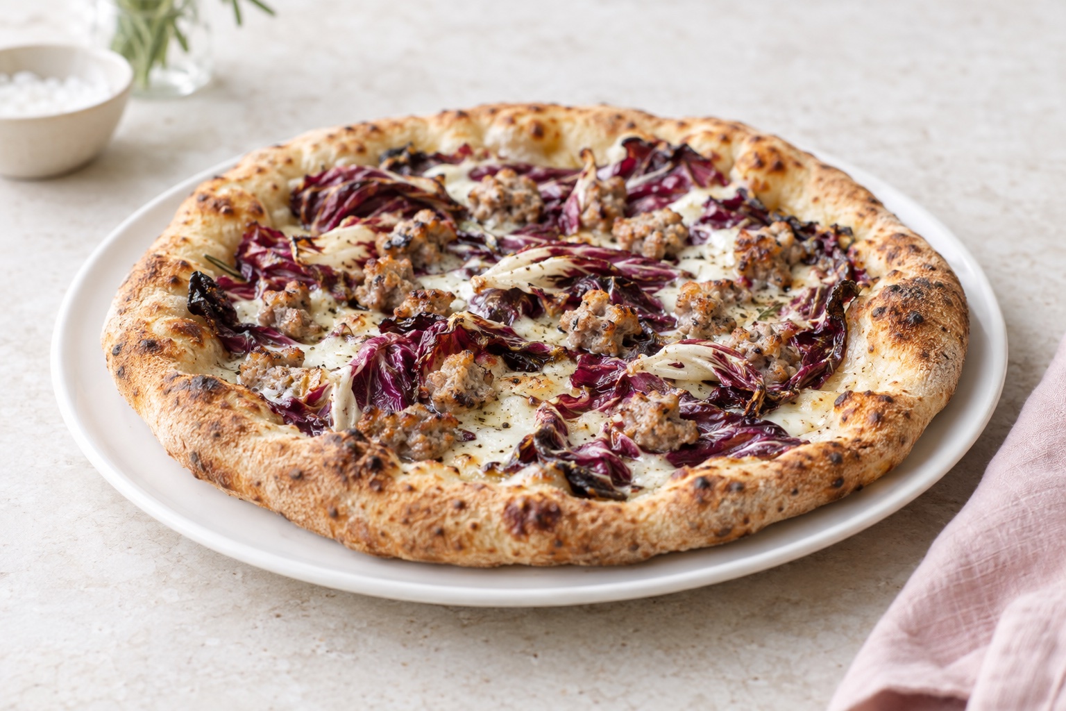 Sausage and Radicchio Pizza