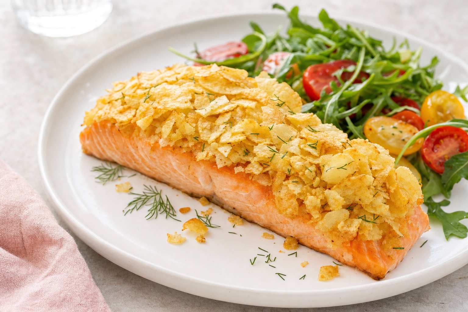 Potato Chip–Crust Salmon