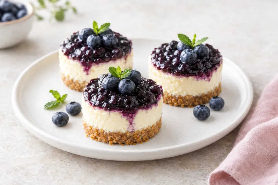 Individual Blueberry Cheesecakes