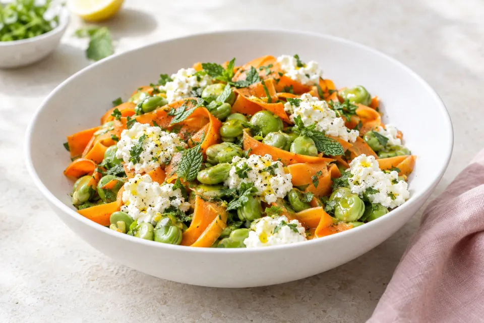 Easy Fava Bean and Carrot Salad with Ricotta