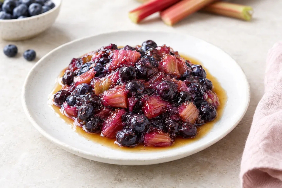 Blueberry Rhubarb Jam with Maple Syrup