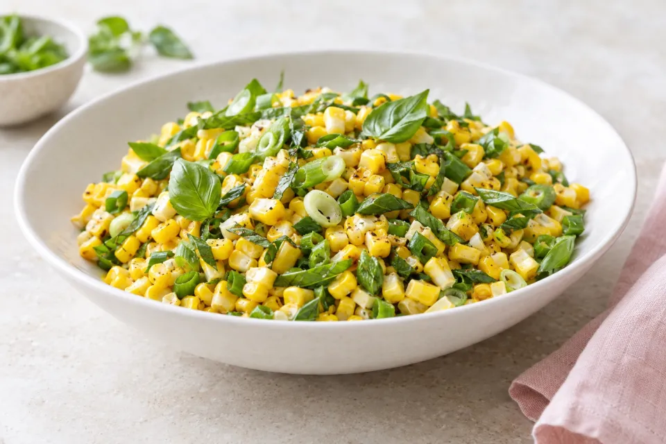 Fresh Corn Salad with Scallions and Basil