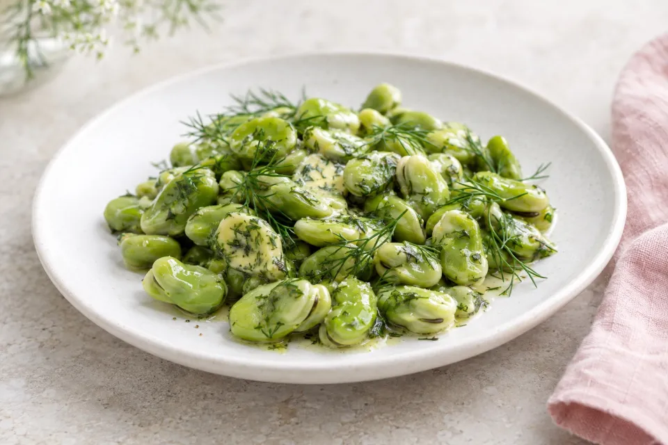 Broad Beans with Dill Butter