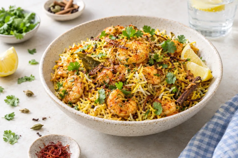 Madhur Jaffrey's Shrimp Biryani