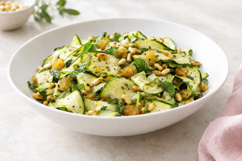 Zucchini, Pine Nut, and Golden Raisin Salad
