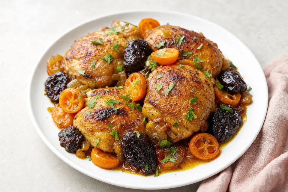 Moroccan Chicken with Kumquats and Prunes