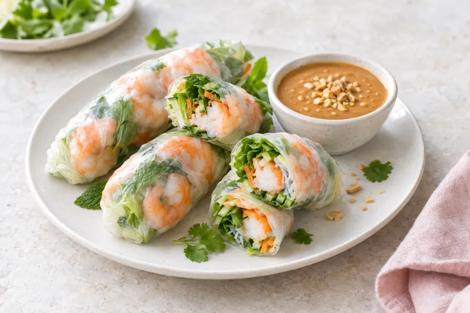 Shrimp Spring Rolls with Peanut Sauce