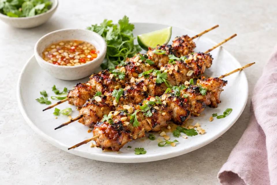Vietnamese-Style Sticky Chicken Skewers