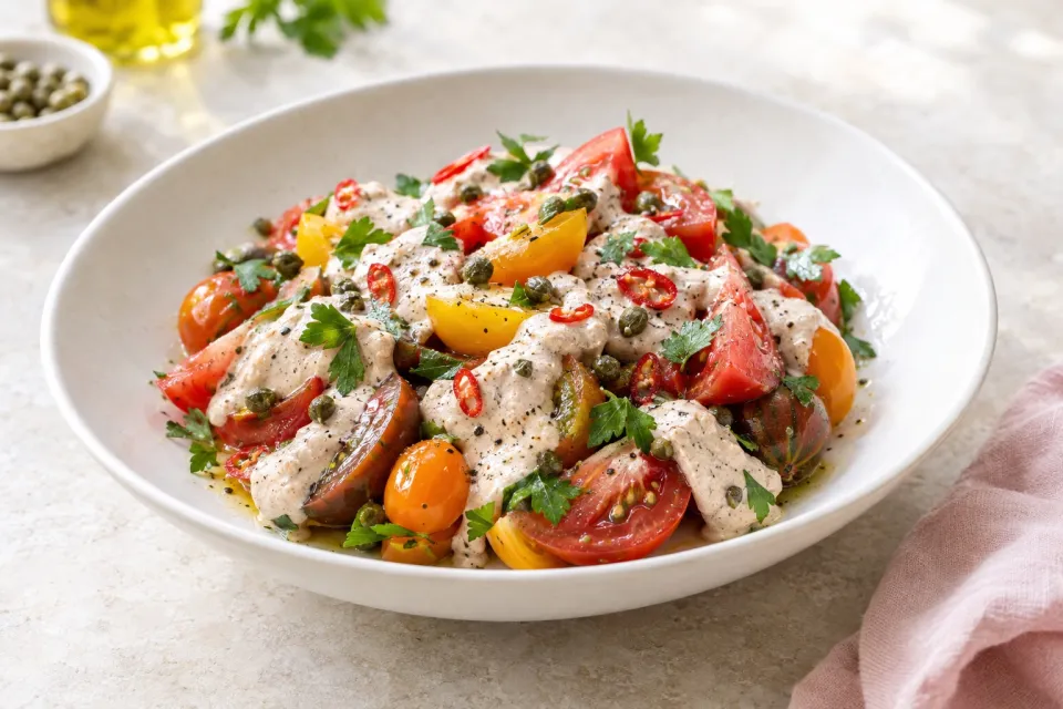 Summer Tomato Salad with Spicy Tonnato