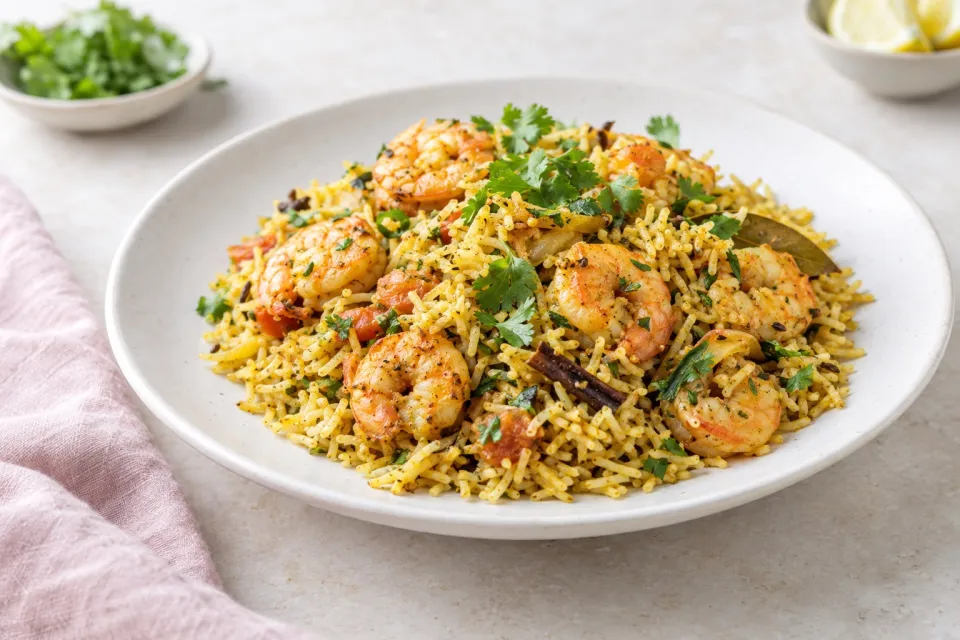 Aromatic Indian Shrimp Pilaf