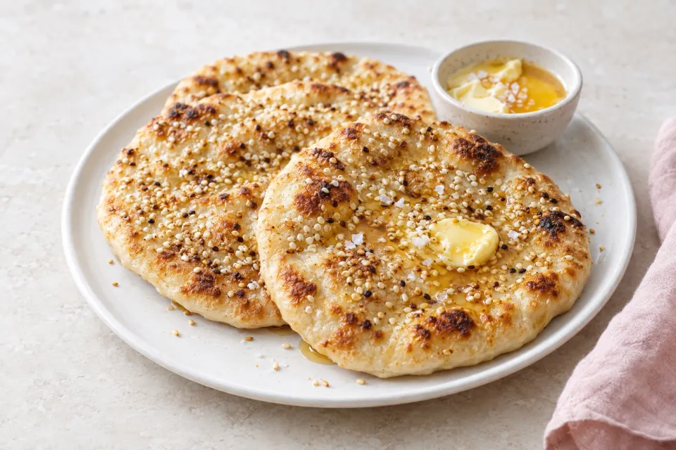 Sesame Flatbreads with Salted Honey Butter