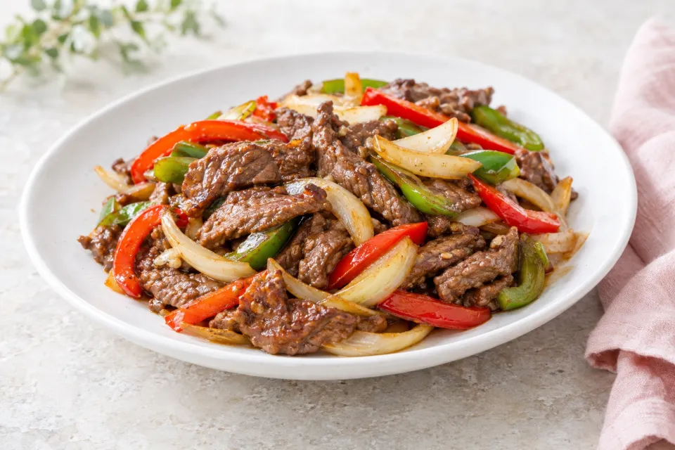 Stir-Fried Beef with Onions and Peppers