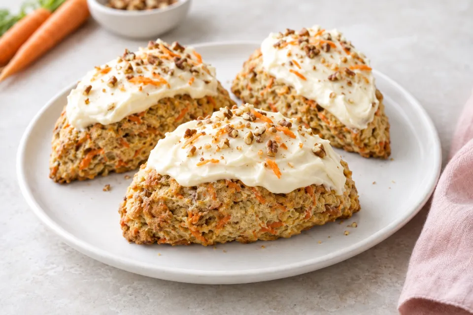 Carrot Cake Scones with Cream Cheese Icing